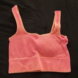 Pink Ribbed Crop Top